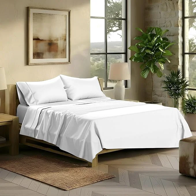 Dependable TEXAS LINEN CO. Egyptian Cotton Sheets California King Size – 2000 Series Luxury Cal King Sheet Set Soft amp Cooling Sateen Weave 17 Extra Deep Pocket Hotel Collection Sheets 4 Pc White Functional