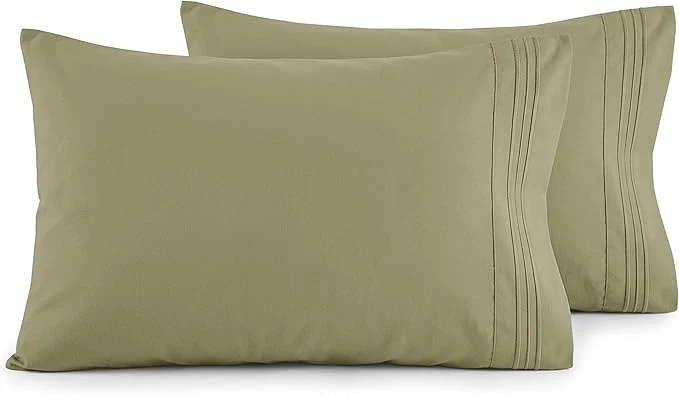 Exceptional Elegant Comfort Luxury Ultra-Soft 2-Piece Pillowcase Set – 1500 Premium Hotel Quality Microfiber Double Brushed – Wrinkle Resistant Standard Queen Sage Green First-Class