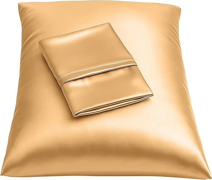 User-Friendly BLISSFORD Satin Pillowcase with Zipper for Hair and Skin Care Feels Soft and Cool Like a Silk Pillowcase Gold Satin Pillow Cases 2 Pack Slik Pillow Cover Queen Size – Set of 2 Breathable