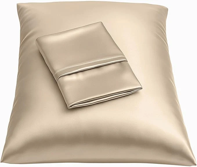 Official BLISSFORD Satin Pillowcase with Zipper for Hair and Skin Care Feels Soft and Cool Like a Silk Pillowcase Satin Pillow Cases 2 Pack Slik Pillow Cover Taupe – King Size Set of 2 Breathable