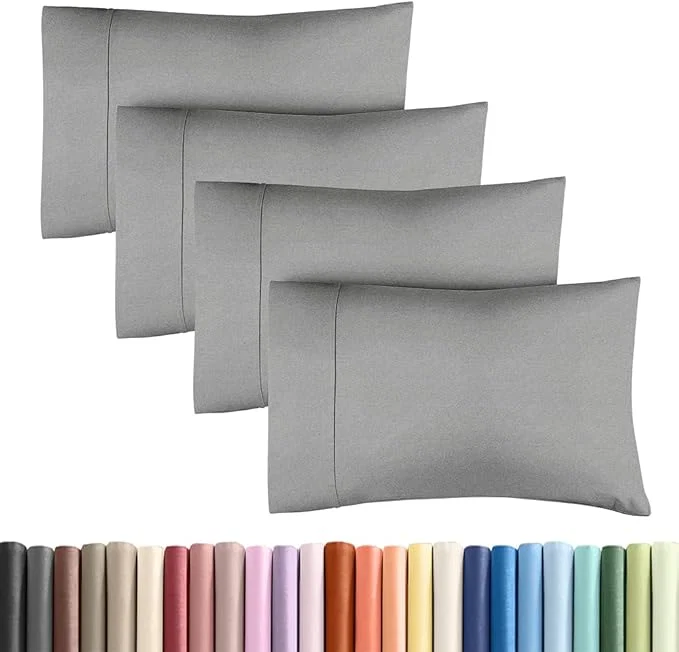 Fashionable Standard Pillow Cases Set of 4 – Soft Hotel Quality Pillowcase Covers – Comfy Bedding for Women Men Kids amp Teens – Machine Washable Pillow Protectors – 4 Piece Set – Standard Size Heathered Grey Proven