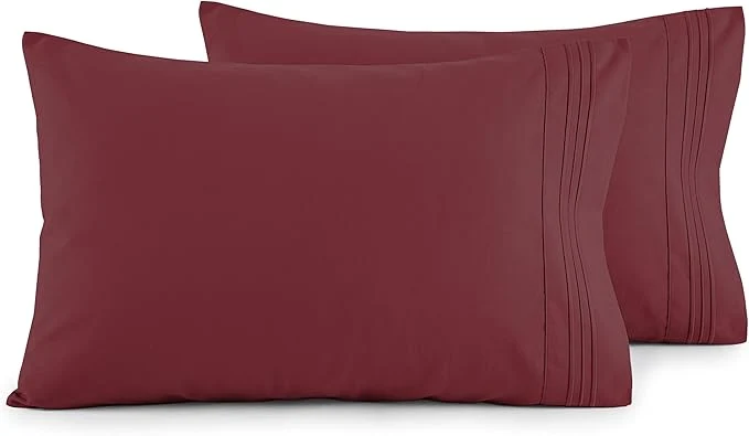 Elegant Comfort Luxury Ultra-Soft 2-Piece Pillowcase Set – 1500 Premium Hotel Quality Microfiber Double Brushed – Wrinkle Resistant King Size Burgundy Trendy
