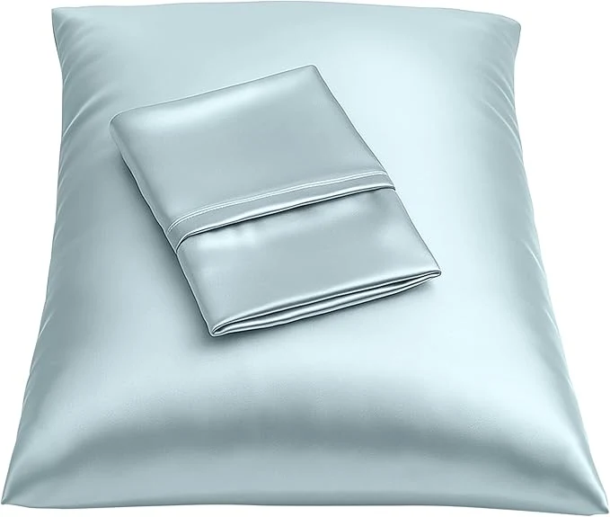 Durable BLISSFORD Satin Pillowcase with Zipper for Hair and Skin Care Feels Soft and Cool Like a Silk Pillowcase Satin Pillow Cases 2 Pack Slik Pillow Cover Baby Blue – King Size Set of 2 High-Performance