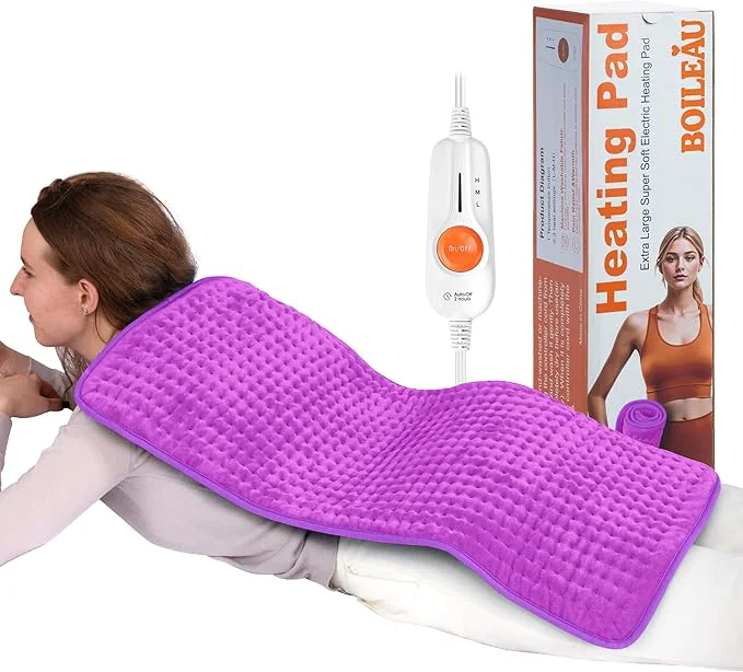 Refined Boileau Electric Heating Pad for Back Pain and Period Cramps Relief 3 Heating Flexible