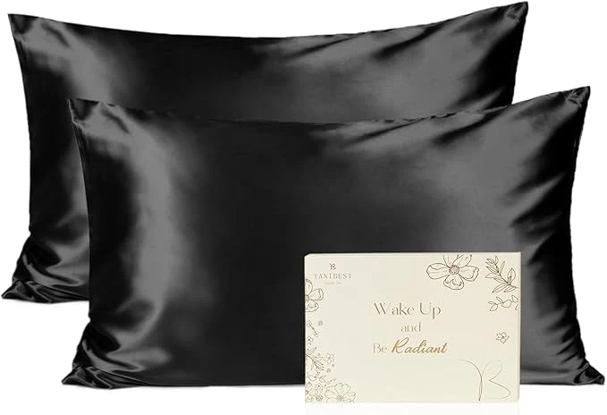 Official YANI Satin Pillowcase for Hair and Skin Care Silk Pillowcas 2 Pack Queen Size Pillow Cases Set of 2 -Satin Cooling Pillow Covers with Hidden Zipper Floral Print Standard 20 quot x26 quot Recyclable
