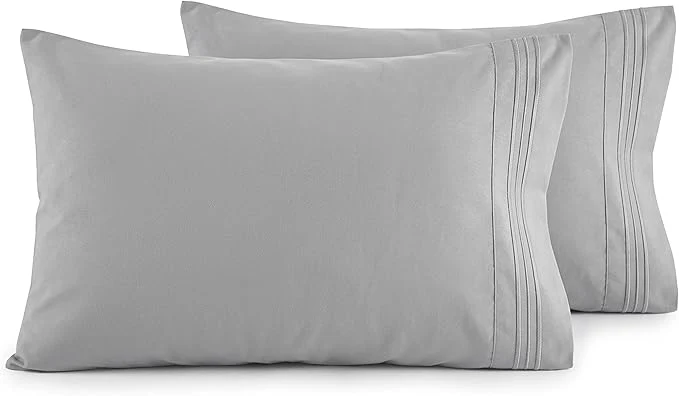 Elite Elegant Comfort Luxury Ultra-Soft 2-Piece Pillowcase Set – 1500 Premium Hotel Quality Microfiber Double Brushed – Wrinkle Resistant Standard Queen Silver Blue Practical