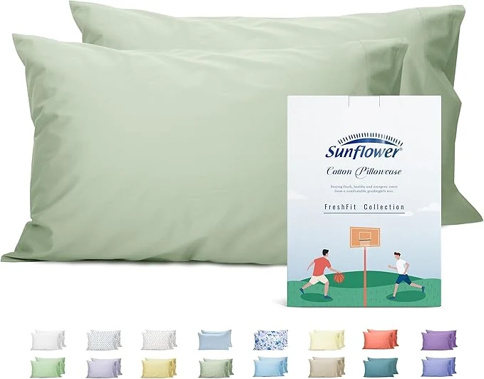 Smooth Sunflower Queen Pillowcases Set of 2 Cotton Queen Size Pillow Cases 2 20×30 inches Swamp Soft and Breathable Casual