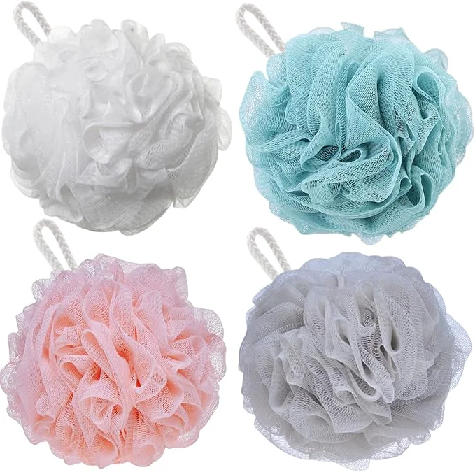 Reliable Pack of 4 Bath Sponges Shower Loofahs 60g Bath Exfoliating Sponge Shower Pouf Luxury