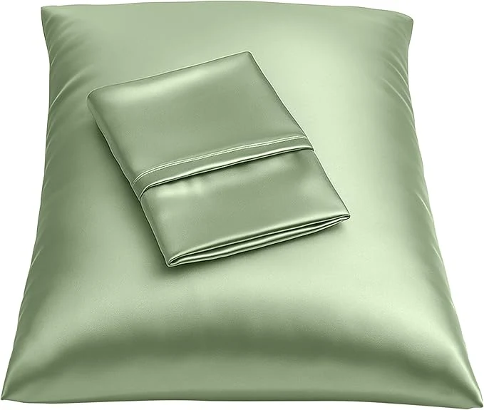 High-End BLISSFORD Satin Pillowcase with Zipper for Hair and Skin Care Feels Soft and Cool Like a Silk Pillowcase Satin Pillow Cases 2 Pack Slik Pillow Cover Sage Green – Standard Size – Set of 2 First-Class