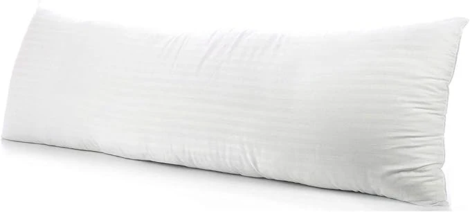 Comfort Beddings Body Pillowcase Organic Cotton 600 Thread Count Sateen Soft Cooling White Stripe 1-Pack Hidden Zipper Closure Hotel Quality Fade amp Shrink Resistant 20 x 48 Inches Unique