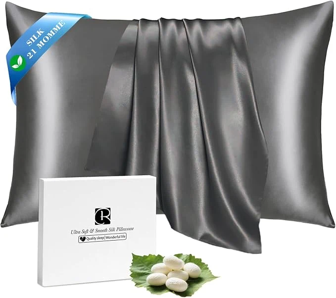 Quality Ravmix Silk Pillow Cases with Zipper 21momme Mulberry Silk Pillowcase for Hair Skin Health Soft Smooth Breathable Cool Pillow Cover for Beauty Sleep 1PC King 20 quot x36 quot Space Grey Genuine