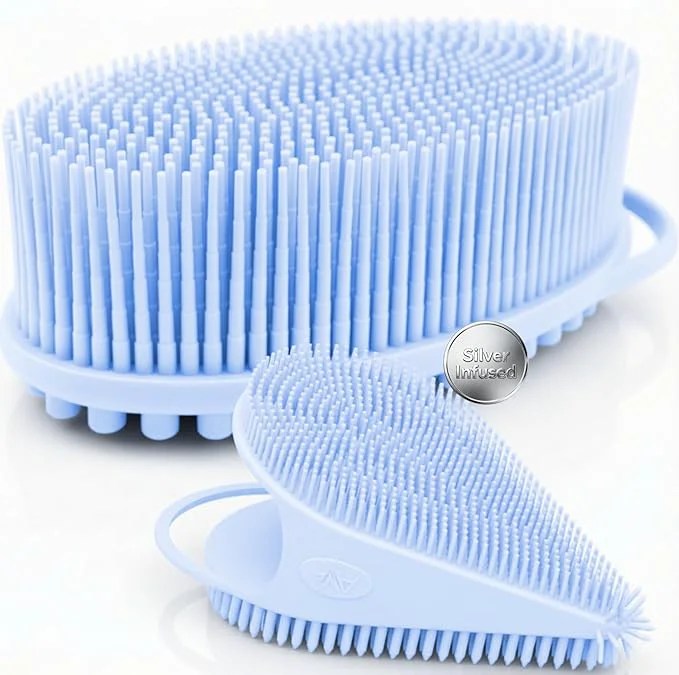 Convenient Avilana Silver Edition Body Scrubber and Face Brush Set Responsible