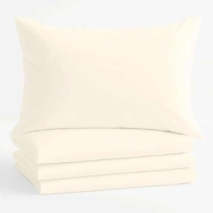User-Friendly Comfort Beddings Standard Pillowcases Set of 4 – Organic Cotton 600 Thread Count Sateen Soft amp Comfy Pillow Covers with Envelope Closure Ivory Standard Size 20 x 26 Inches Sophisticated
