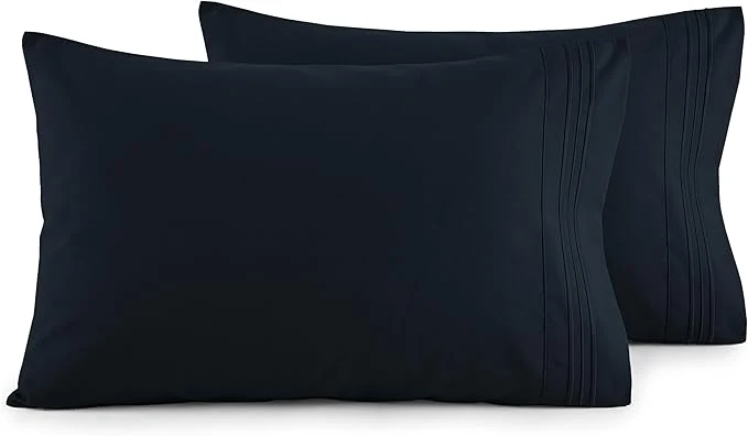 Sustainable Elegant Comfort Luxury Ultra-Soft 2-Piece Pillowcase Set – 1500 Premium Hotel Quality Microfiber Double Brushed – Wrinkle Resistant King Size Black Professional