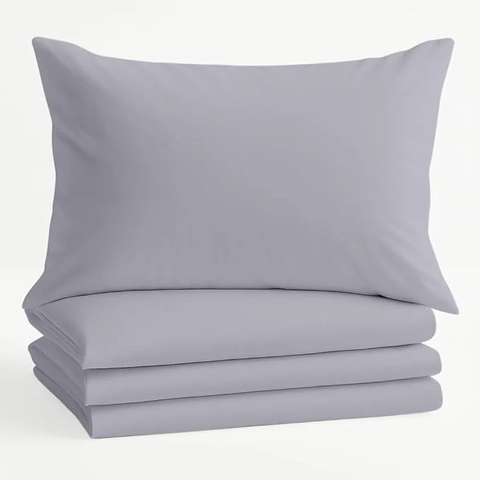 Optimized Comfort Beddings King Pillowcases Set of 4 – Organic Cotton 600 Thread Count Sateen Soft amp Comfy Pillow Covers with Envelope Closure Silver King Size 20 x 36 Inches Minimalist