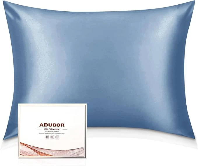 Eco-Friendly Adubor Silk Pillowcase – Mulberry Silk Pillow Cases 22 Momme 6A Grade Fibers Silk Pillow Case for Hair and Skin Health with Hidden Zipper Standard 20 39 39 ×26 39 39 Gray Blue 1PC Long-Lasting