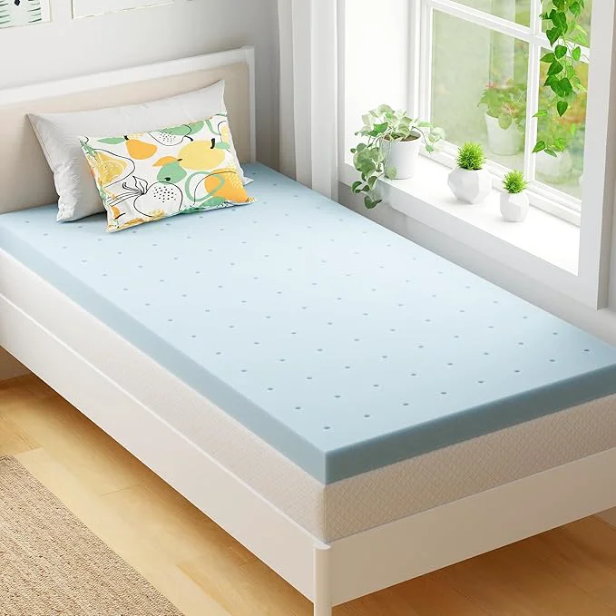 Casual EGOHOME 4 Inch Twin XL Memory Foam Mattress Topper Cooling Gel Infused amp Pressure Relieving Pad in a Box Dorm Room Essentials CertiPUR Blue Recyclable