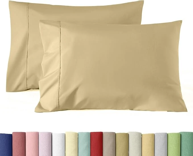 Reusable WINLIFE Queen Pillowcases Set of 2 Cotton Egyptian Quality Queen Pillow Cases 2 20×30 inches Soft and Breathable Pillow Cover Khaki Practical