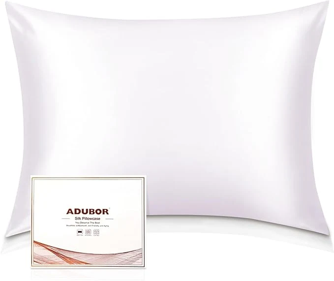 Exclusive Adubor Silk Pillowcase – Mulberry Silk Pillow Cases 22 Momme 6A Grade Fibers Silk Pillow Case for Hair and Skin Health with Hidden Zipper Queen 20 39 39 x30 39 39 White 1PC Sustainable