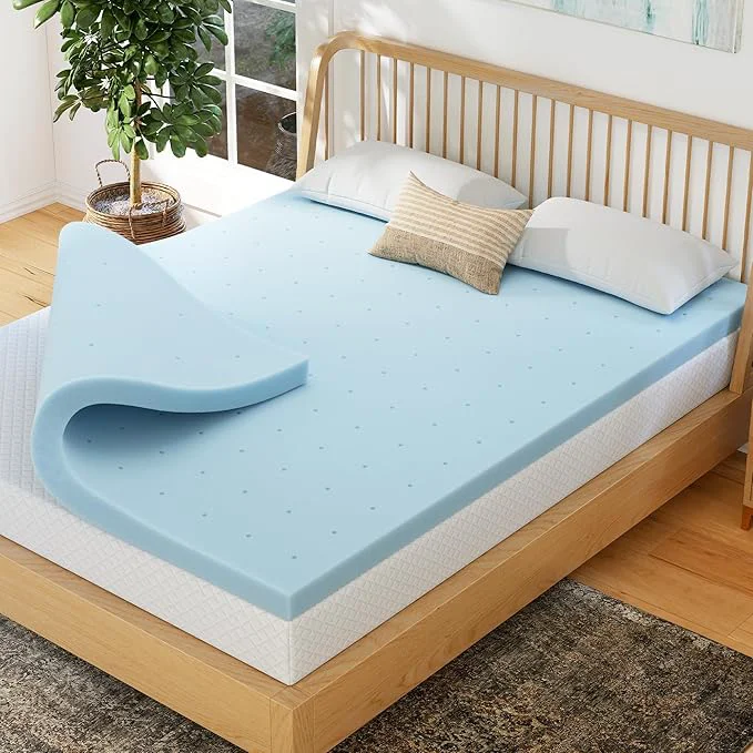 Innovative EGOHOME 2 Inch Full Memory Foam Mattress Topper Cooling Gel Infused amp Pressure Relieving Pad in a Box Dorm Room Essentials CertiPUR Blue Refined