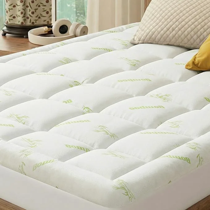Sweetcrispy Ultra Soft Mattress Topper Queen Size – Viscose Made from Bamboo Pillow Top Mattress Pad for Breathable Cooling amp Back Pain Relief Deep Pocket Comfort Bed Topper Green Consistent