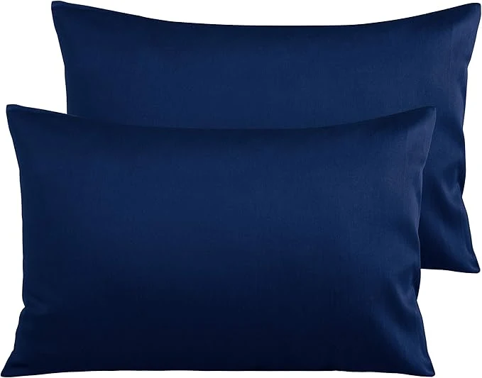Fashionable NTBAY Egyptian Cotton Queen Pillowcases – Set of 2 500 Thread Count Cotton Pillowcases – Soft and Breathable Envelope Closure Pillow Cases – 20×30 Pillow Covers for Bed Navy Blue Comfortable