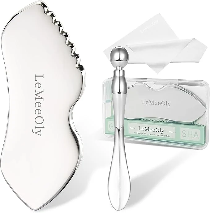 Practical LeMeeOly Stainless Steel GuaSha Eye Cream Applicator Facial Tools Metal Elite
