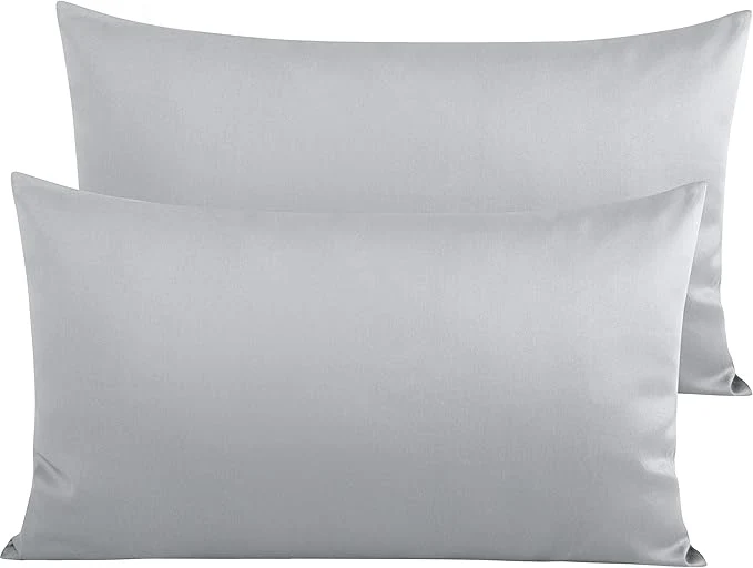 Enhanced NTBAY Egyptian Cotton King Pillowcases – Set of 2 500 Thread Count Cotton Pillowcases – Soft and Breathable Envelope Closure Pillow Cases – 20×36 Pillow Covers for Bed Light Grey Top-Quality