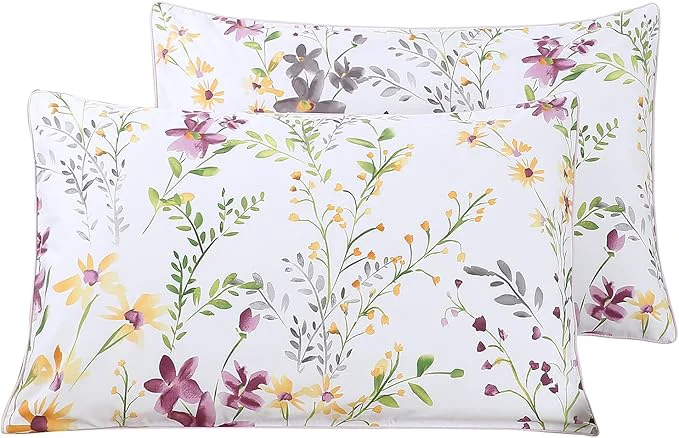 Exceptional WINLIFE Egyptian Cotton Pillowcases Spring Garden Floral Printed Pillow Cases Set of 2 Pillow Cover Standard 20 39 39 x 26 39 39 Lilac Environmentally Friendly