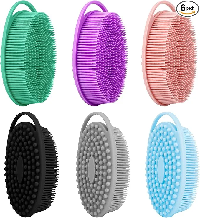 Smooth Soft Silicone Body Scrubber 6 PCS Silicone Body Shower Silicone Loofah 2 in 4 Reliable