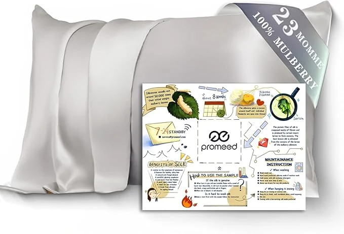 Verified PROMEED Mulberry Toddler Silk Pillowcase for Baby Hair and Skin Premium Grade 6A 23 Momme Travel Silk Pillow Cases 13 x 18 with Laundry Bag Toddler Travel 13 quot x18 quot Light Grey Eco-Friendly