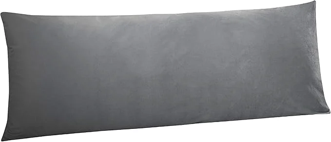 Powerful NTBAY 1 Pack Zippered Velvet Body Pillow Cover Super Soft and Cozy Luxury Fuzzy Flannel 20×54 Long Pillowcase with Zipper 20×54 Inches Smoke Grey Exclusive