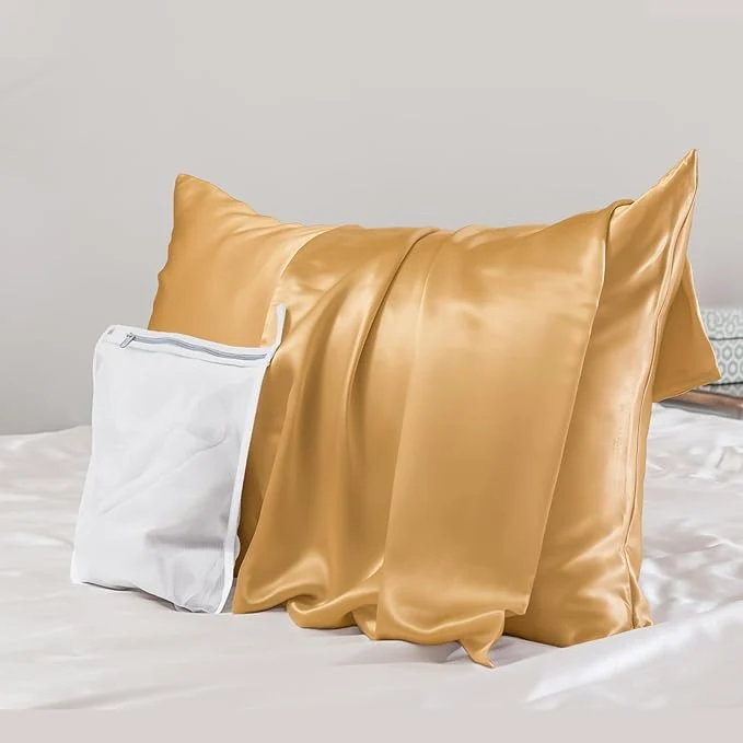 Expertly Made PROMEED 23 Momme Mulberry Silk Pillowcase for Hair and Skin – Both Sides Premium Natural Silk Pillow Case Grade 6A Soft Cooling Pillow Cases 1pc Queen 20 quot x30 quot Gold Modern