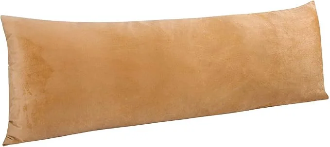 Original Design NTBAY 1 Pack Zippered Velvet Body Pillow Cover Super Soft and Cozy Luxury Fuzzy Flannel 20×54 Long Pillowcase with Zipper 20×54 Inches Camel Certified
