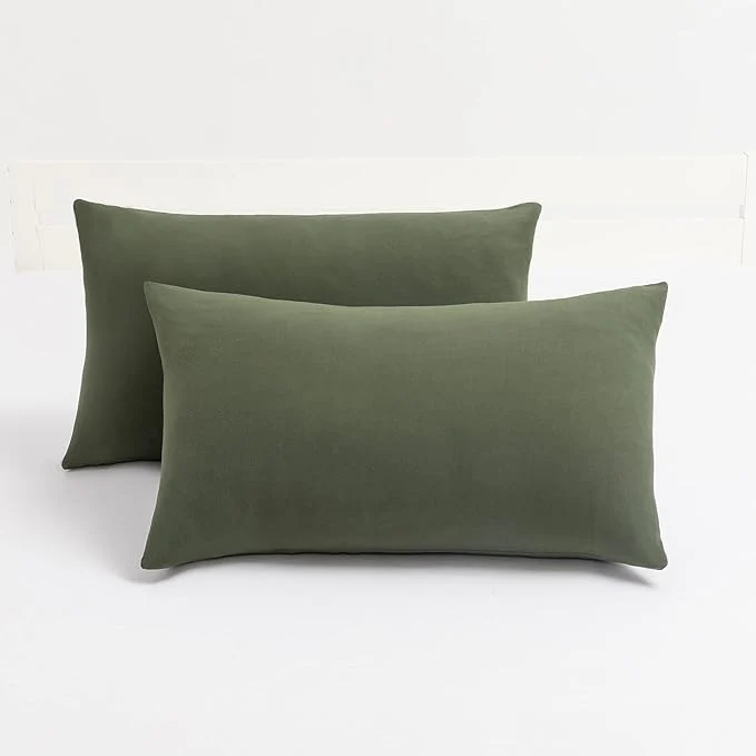 Practical Stretch Pillow Cases King – Jersey Knit amp Envelope Closure Pillowcases with Ultra Soft T-Shirt Like Polyester Blend – King Size Set of 2 Dark Olive Long-Lasting