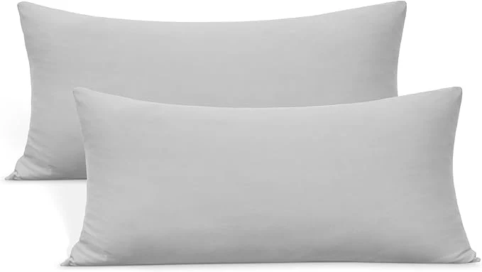 Environmentally Friendly 2-Pack Stretch King Pillow Cases – Jersey Knit amp Ultra Soft Envelope Closure Pillowcases T-Shirt Like Microfiber Blend – Suitable for 20×36 20×40 King Size Set of 2 Light Gray Sustainable