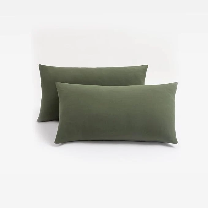 Genuine Jersey Knit Small Pillowcases – Mini Pillow Cases for Travel or Toddler Pillows Sized 12×16 13×18 or 14×20 Ultra Soft Envelope Microfiber Set of 2 Dark Olive Consistent