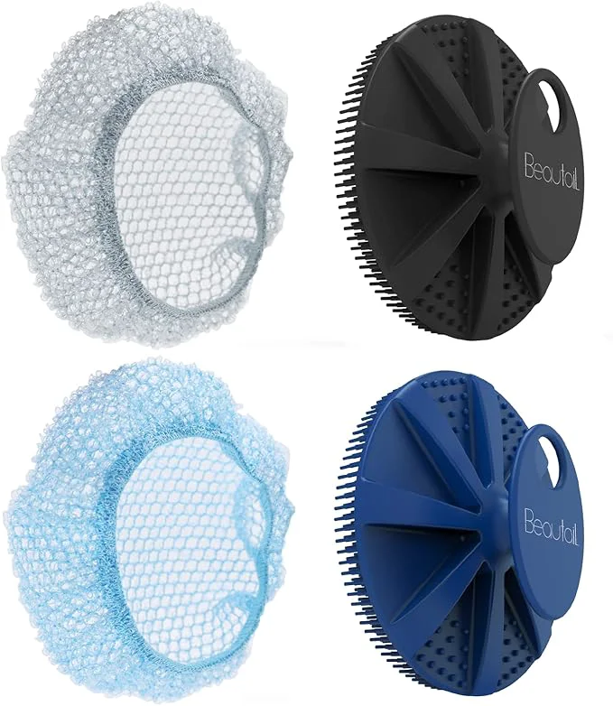 Lightweight Silicone Body Scrubber Scrub Nets BEAUTAIL 4 Pack – Rich Foam and Exfoliation Exceptional