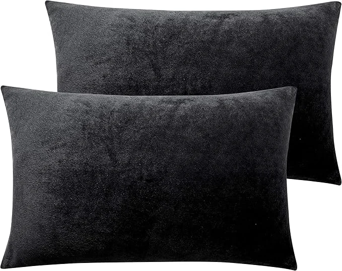 Fine NTBAY 2 Pack Zippered Velvet King Pillowcases Super Soft and Cozy Luxury Fuzzy Flannel Pillow Cases with Zipper 20×36 Inches Black Responsible