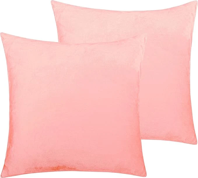 Fine NTBAY Zippered Velvet Square Throw Pillow Covers 2 Pack Super Soft and Luxury Decorative Cushion Cases 16×16 Inches Light Pink World-Class