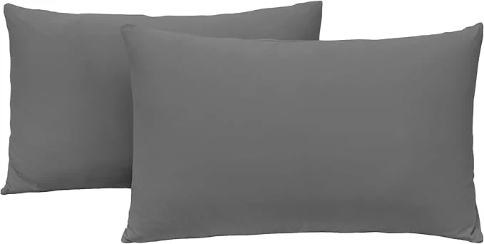 Fine Crafted 2-Pack Stretch Pillow Cases Standard Size – Jersey Knit amp Ultra Soft Envelope Closure T-Shirt Like Poly Blend – Suitable for Queen or Standard Size Set of 2 Dark Gray Optimized