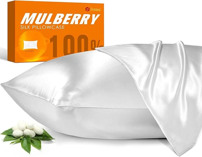 Versatile Mulberry Silk Pillowcase for Hair and Skin 22 Momme Pure Natural Silk Pillow Case Both Sided with Zipper Pillow Cover for Women Mom Men White Queen 20 39 39 ×30 39 39 1 Pack Organic