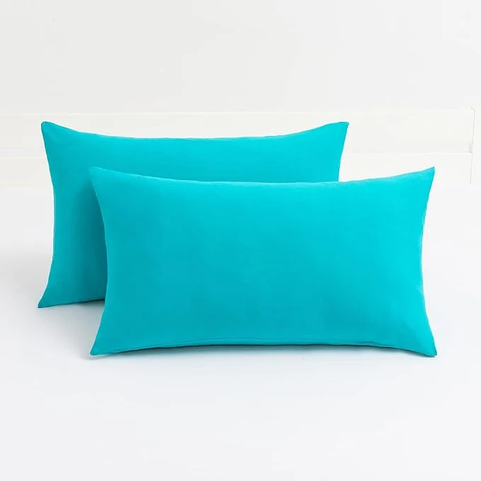 Top-Quality 2-Pack Stretch Pillow Cases – Jersey Knit amp Envelope Closure Pillowcases with Ultra Soft T-Shirt Like Polyester Blend – Suitable for Queen or Standard Size Set of 2 Turquoise Effective