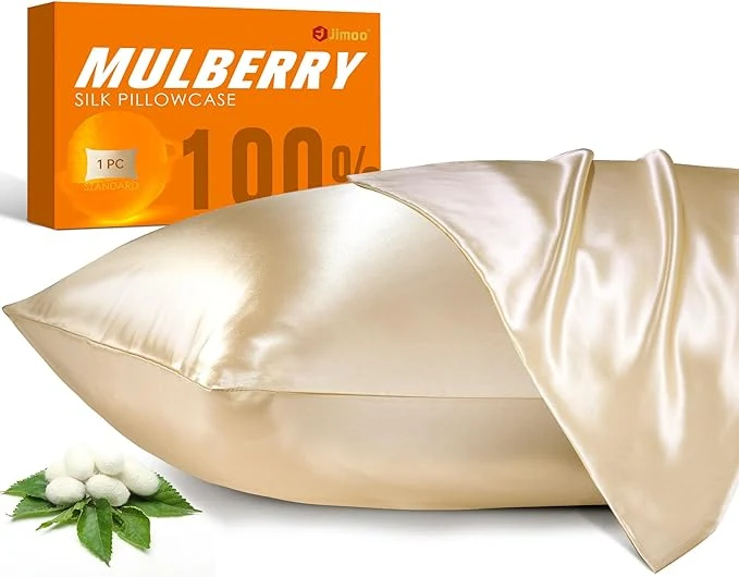 Classic J JIMOO Mulberry Silk Pillowcase for Hair and Skin 22 Momme Pure Natural Silk Pillow Case Both Sided with Zipper Pillow Cover for Women Mom Men Beige Standard 20 39 39 ×26 39 39 2 Pack Effective