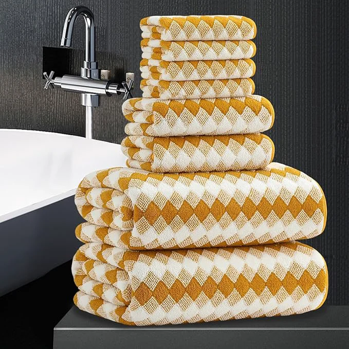 Advanced 8 Piece Bathroom Towel Set 2 Oversized Bath Towels 2 Hand Towels 4 Modern