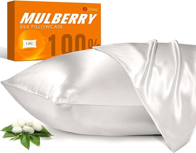 Lightweight Mulberry Silk Pillowcase for Hair and Skin 22 Momme Pure Natural Silk Pillow Case Both Sided with Zipper Pillow Cover for Women Mom Men Ivory White Queen 20 39 39 ×30 39 39 2 Pack High-Performance