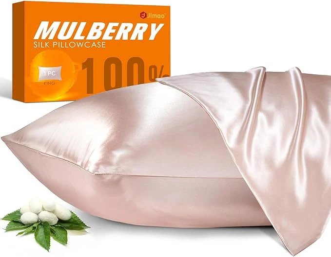 Environmentally Friendly Mulberry Silk Pillowcase for Hair and Skin 22 Momme Pure Natural Silk Pillow Case Both Sided with Zipper Pillow Cover for Women Mom Men Light Pink King 20 39 39 ×36 39 39 1 Pack Official