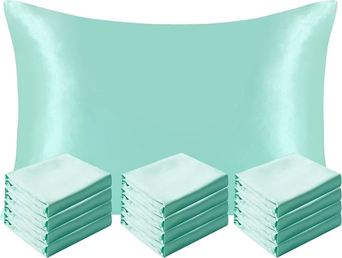 Powerful NTBAY 12 Pack Satin King Pillowcases for Hair and Skin Luxurious and Silky Pillow Cases with Envelope Closure 20 x 36 Inches Light Blue Genuine
