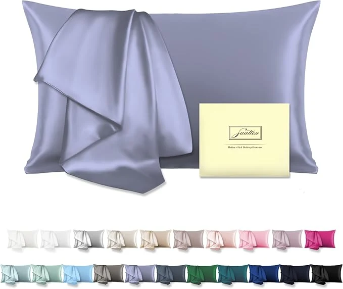 Premium Mulberry Silk Pillowcase for Hair and Skin Standard Size 20 quot X 26 quot Pillow Case with Hidden Zipper Soft Breathable Smooth Cooling Silk Pillow Covers for Sleeping Grayish Blue Standard 1Pcs Sustainable
