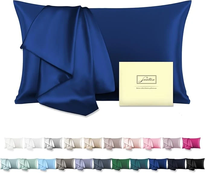 Secure Natural Mulberry Silk Pillowcase for Hair and Skin Queen Size 20 quot X30 quot Pillow Case with Hidden Zipper Soft Breathable Smooth Cooling Silk Pillow Covers for Sleeping Royal Blue Queen 1Pcs Green